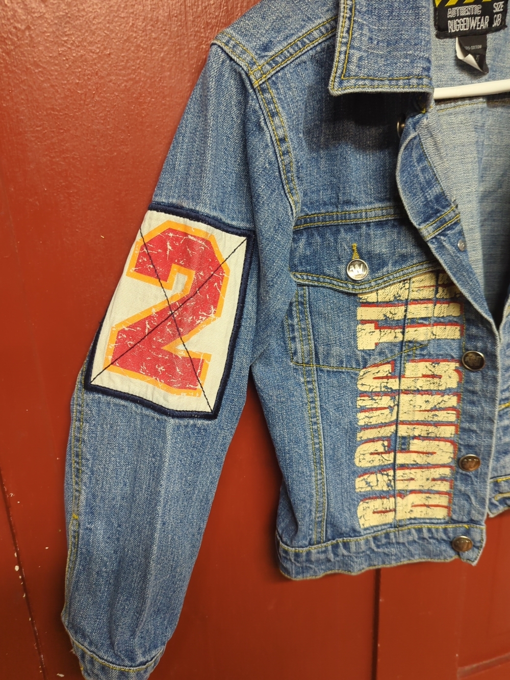 Girls' Racing Patch Denim Jacket - Blue - Picture 4 of 6